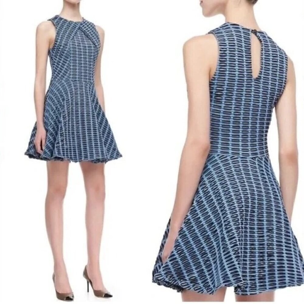 Opening Ceremony fit & flare blue textured mini dress size L